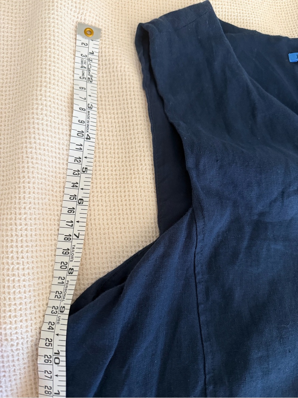 J.McLaughlin 100% Linen Quietluxury V-Neck A-Line Pocket Dress - Navy - Picture 10 of 10